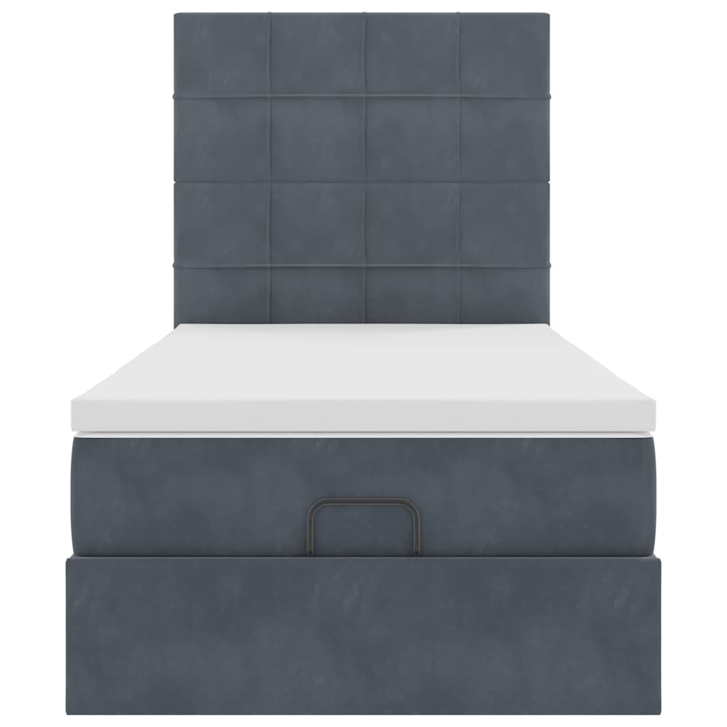 Ottoman bed met matrassen 90x190cm fluweel donkergrijs