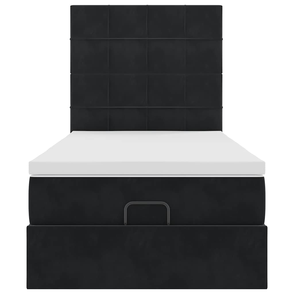 Ottoman bed met matrassen 90x190cm fluweel zwart