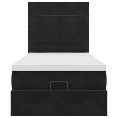 Ottoman bed met matrassen 90x190cm fluweel zwart