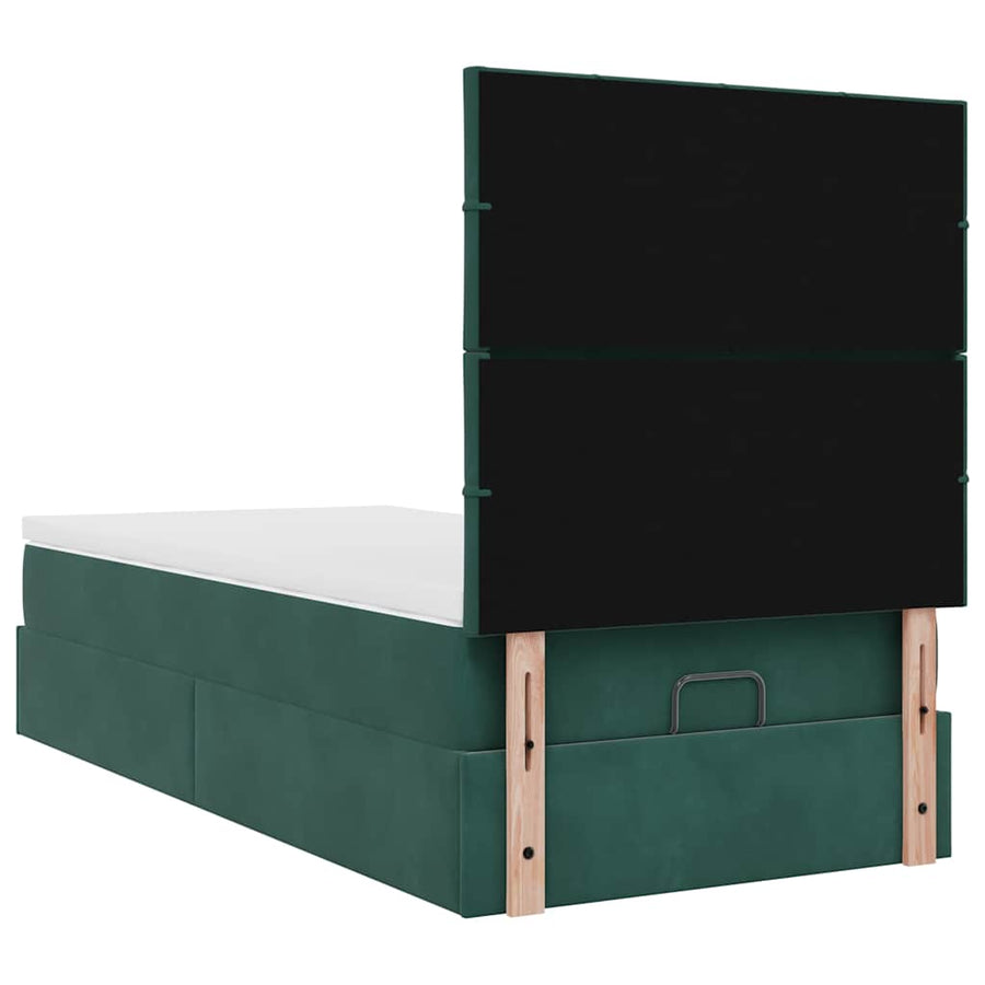 Ottoman bed met matrassen 90x190cm fluweel donkergroen