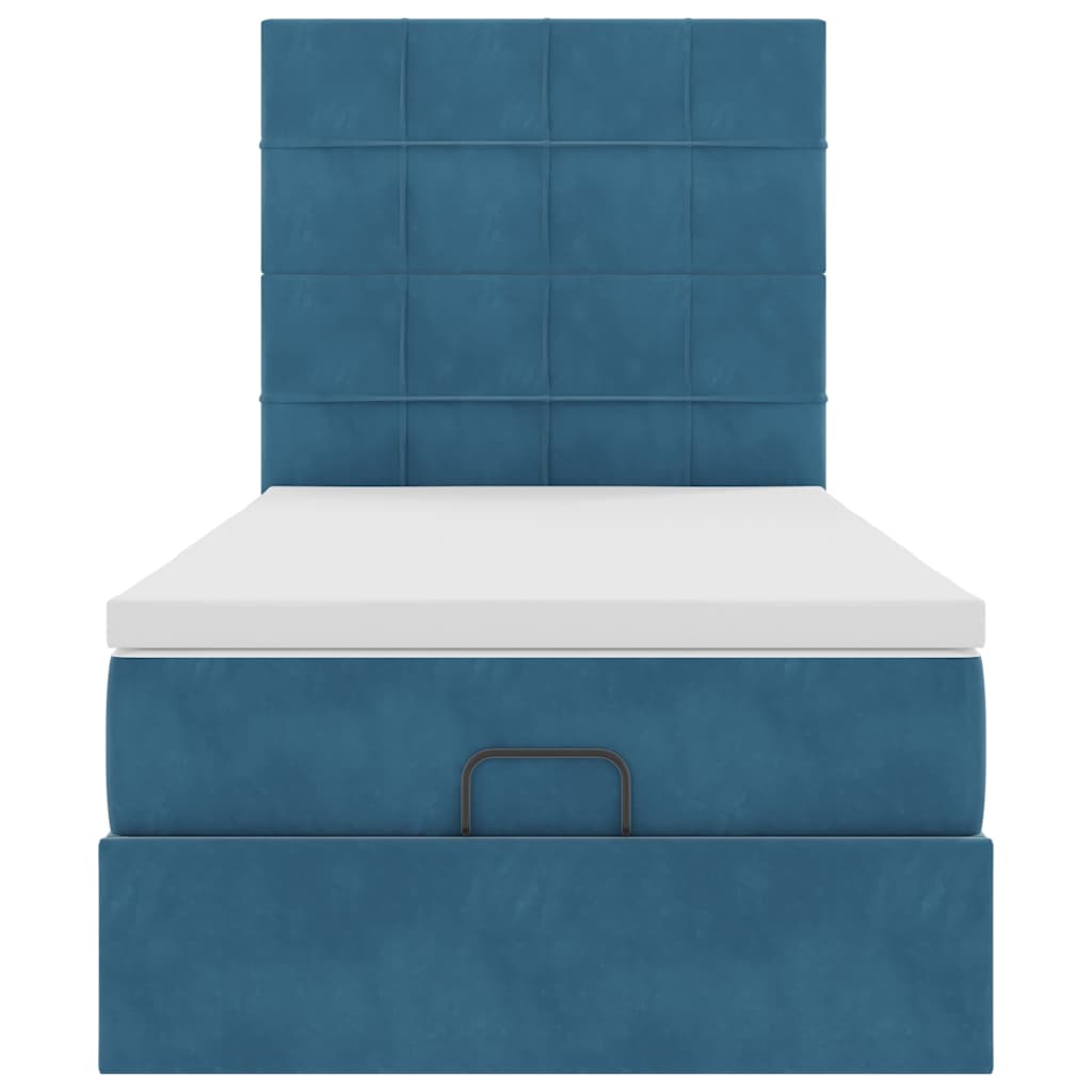 Ottoman bed met matrassen 90x190cm fluweel donkerblauw
