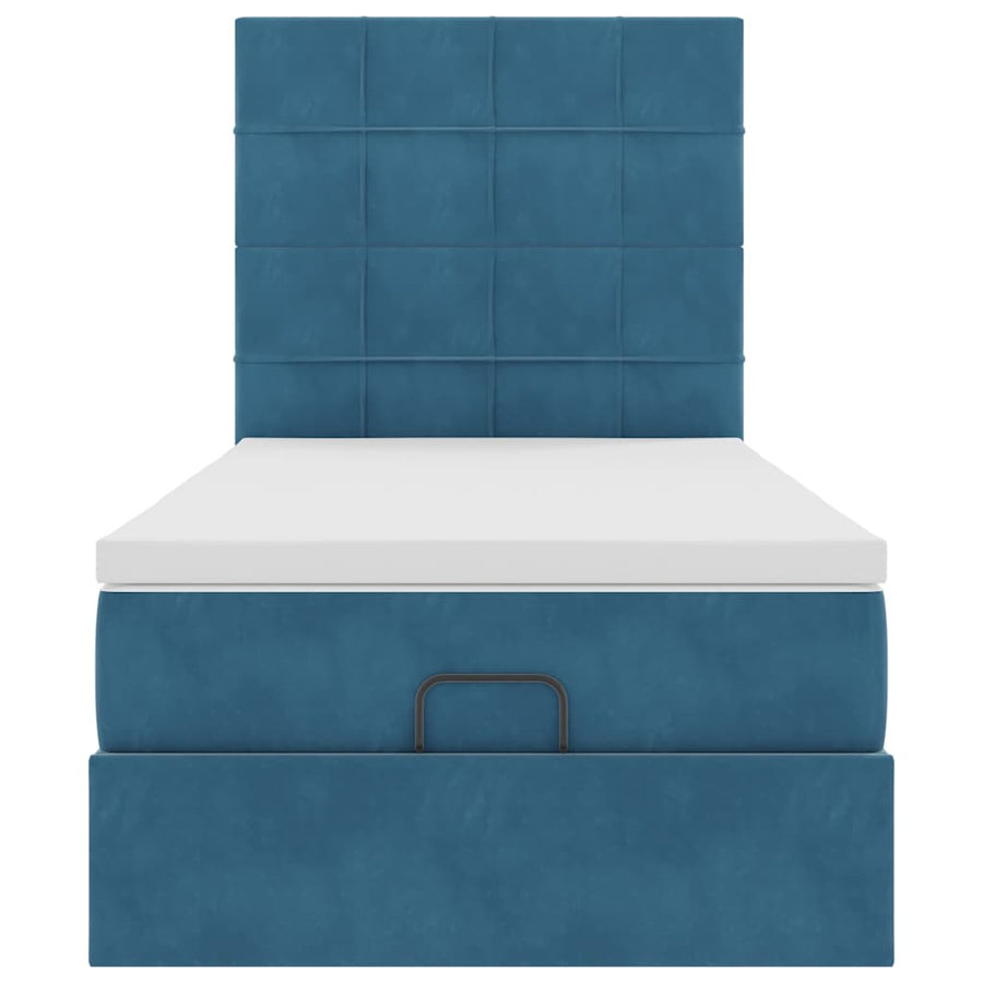 Ottoman bed met matrassen 90x190cm fluweel donkerblauw