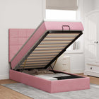 Ottoman bed with mattresses 90x190cm velvet pink