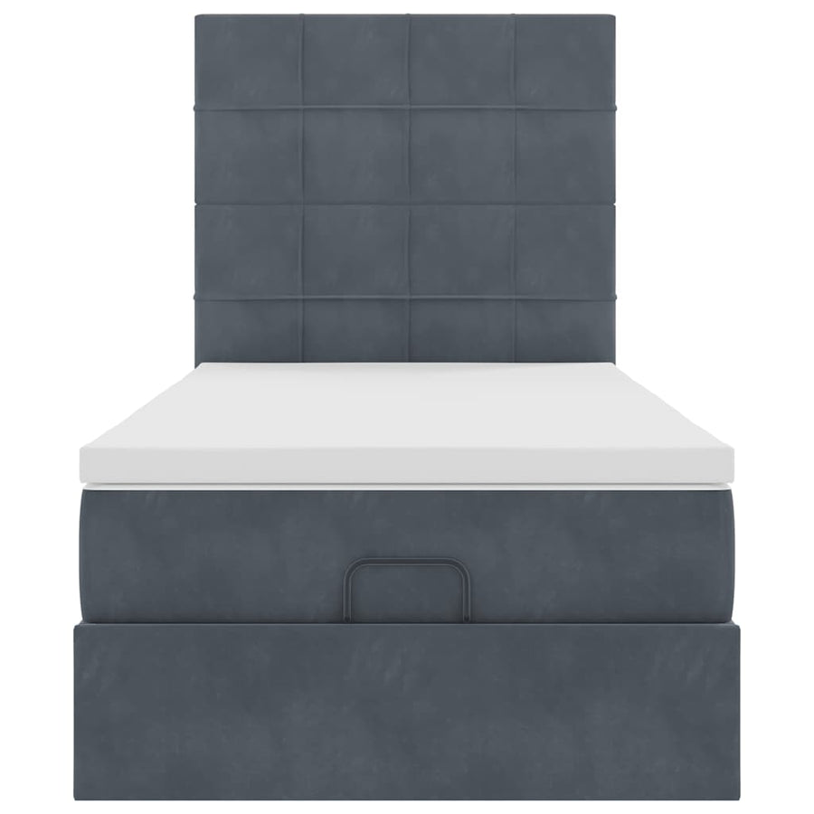 Ottoman bed met matrassen 90x200cm fluweel donkergrijs