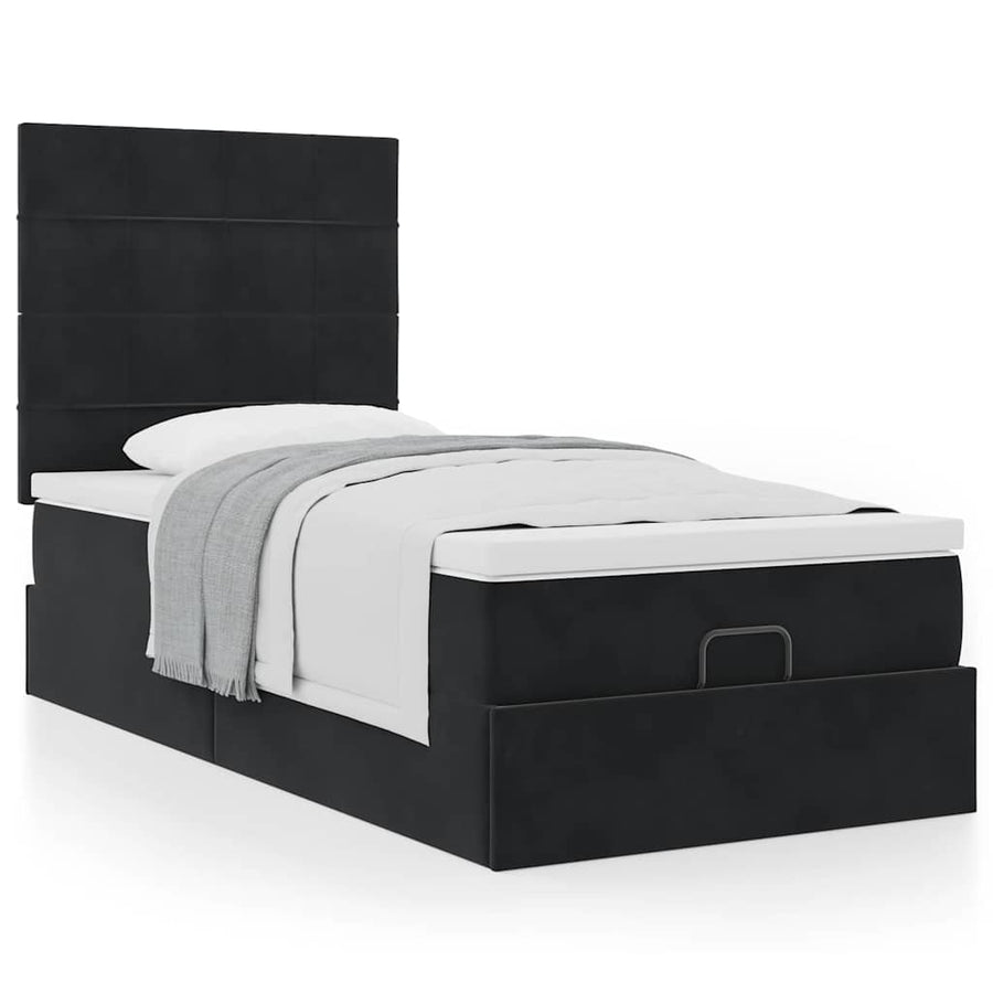 Ottoman bed met matrassen 90x200cm fluweel zwart