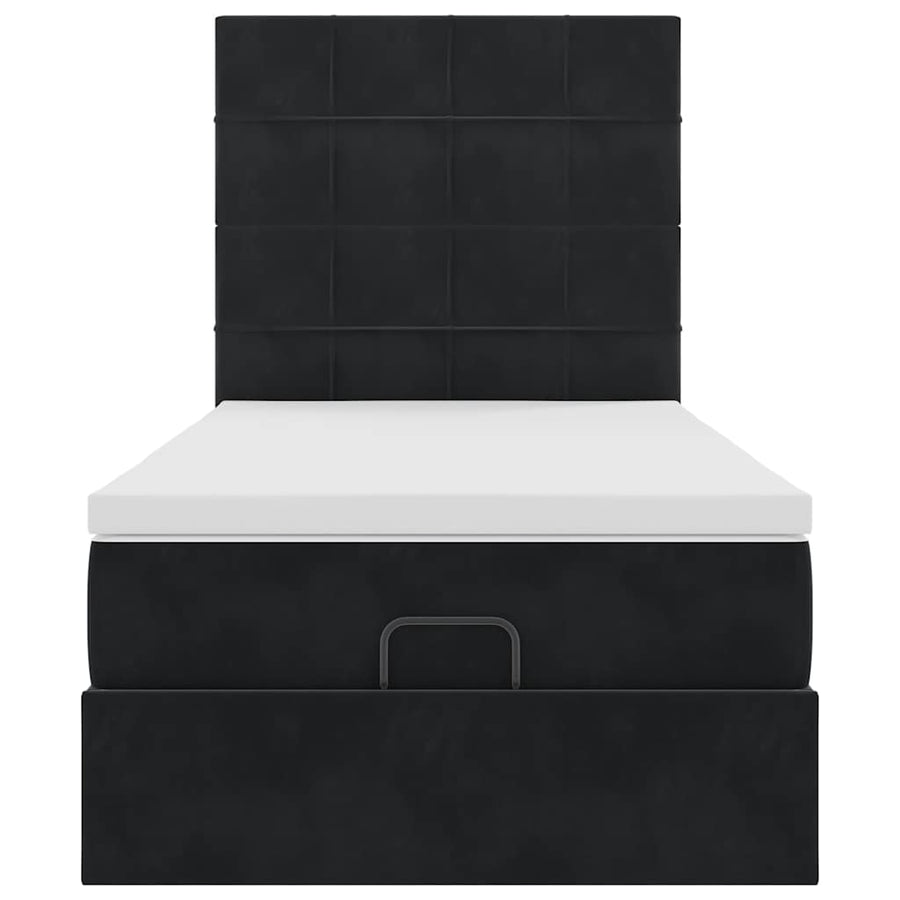 Ottoman bed met matrassen 90x200cm fluweel zwart