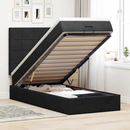Ottoman bed met matrassen 90x200cm fluweel zwart