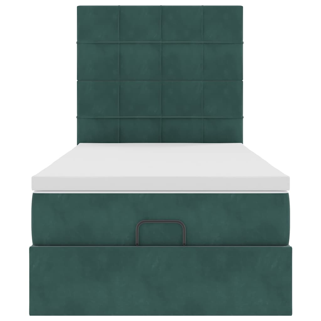 Ottoman bed met matrassen 90x200cm fluweel donkergroen