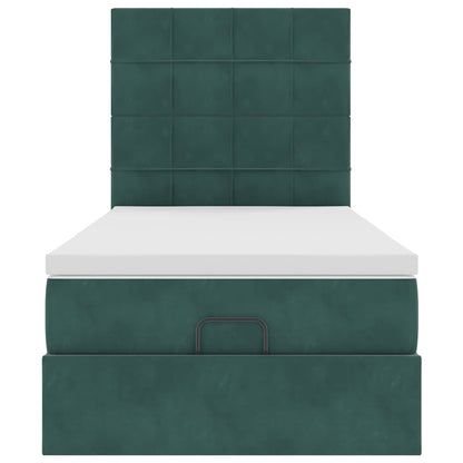 Ottoman bed met matrassen 90x200cm fluweel donkergroen