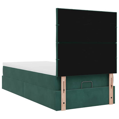 Ottoman bed met matrassen 90x200cm fluweel donkergroen