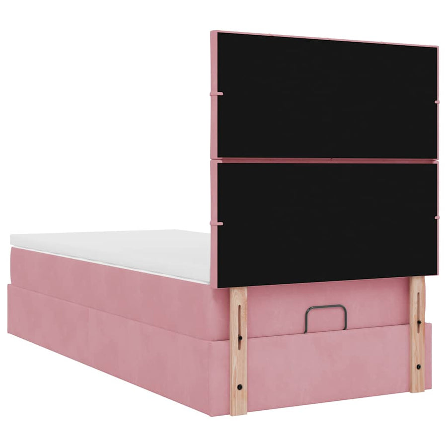 Ottoman Bed Met Matrassen 90X200Cm Fluweel 90 x 200 cm Roze