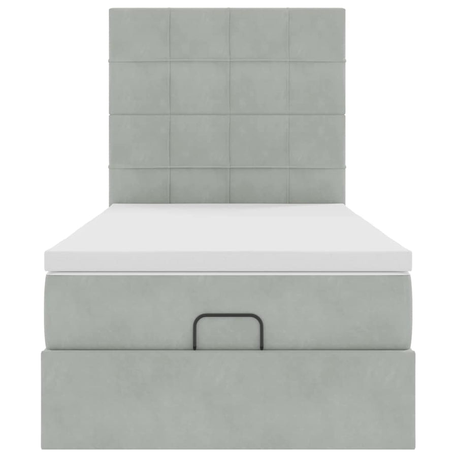 Ottoman bed met matrassen 100x200cm fluweel lichtgrijs