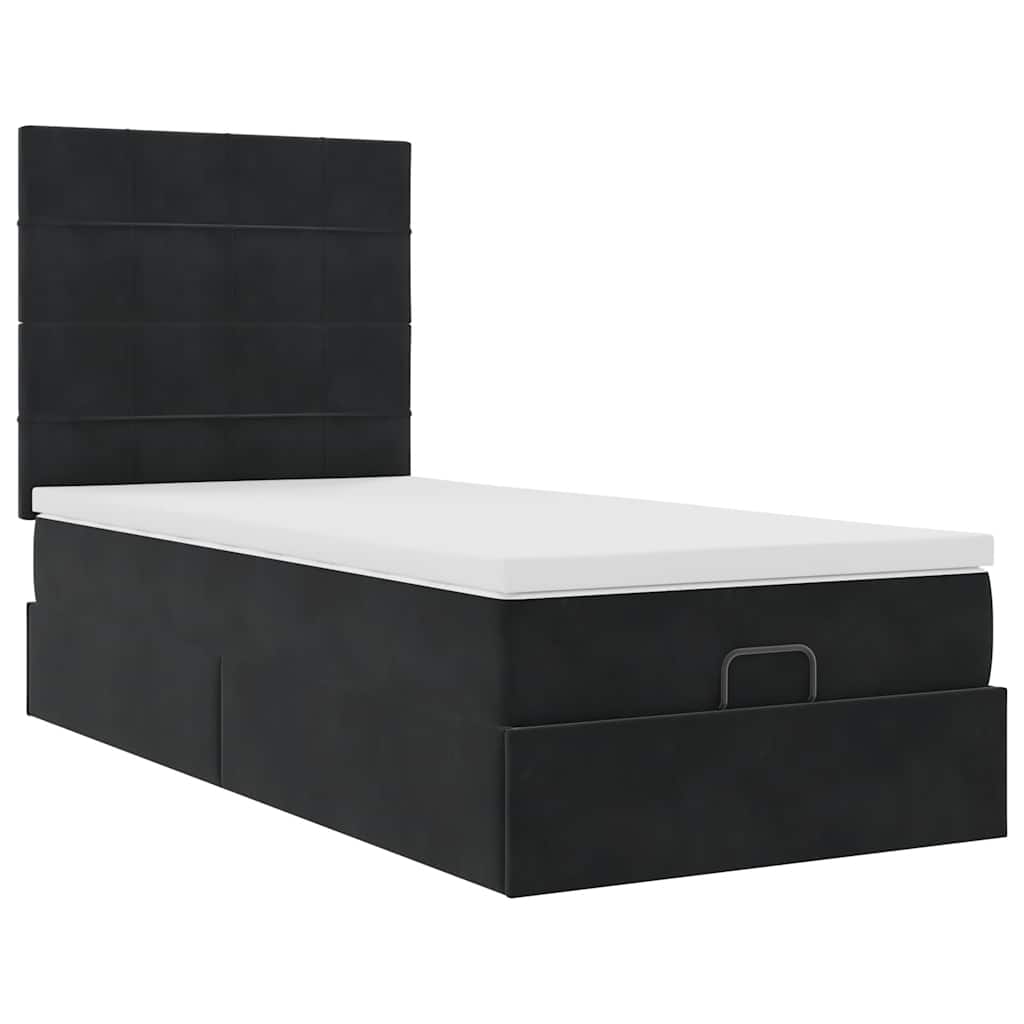 Ottoman bed met matrassen 100x200cm fluweel zwart