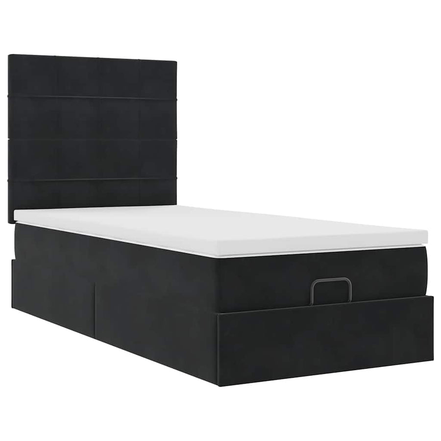 Ottoman bed met matrassen 100x200cm fluweel zwart