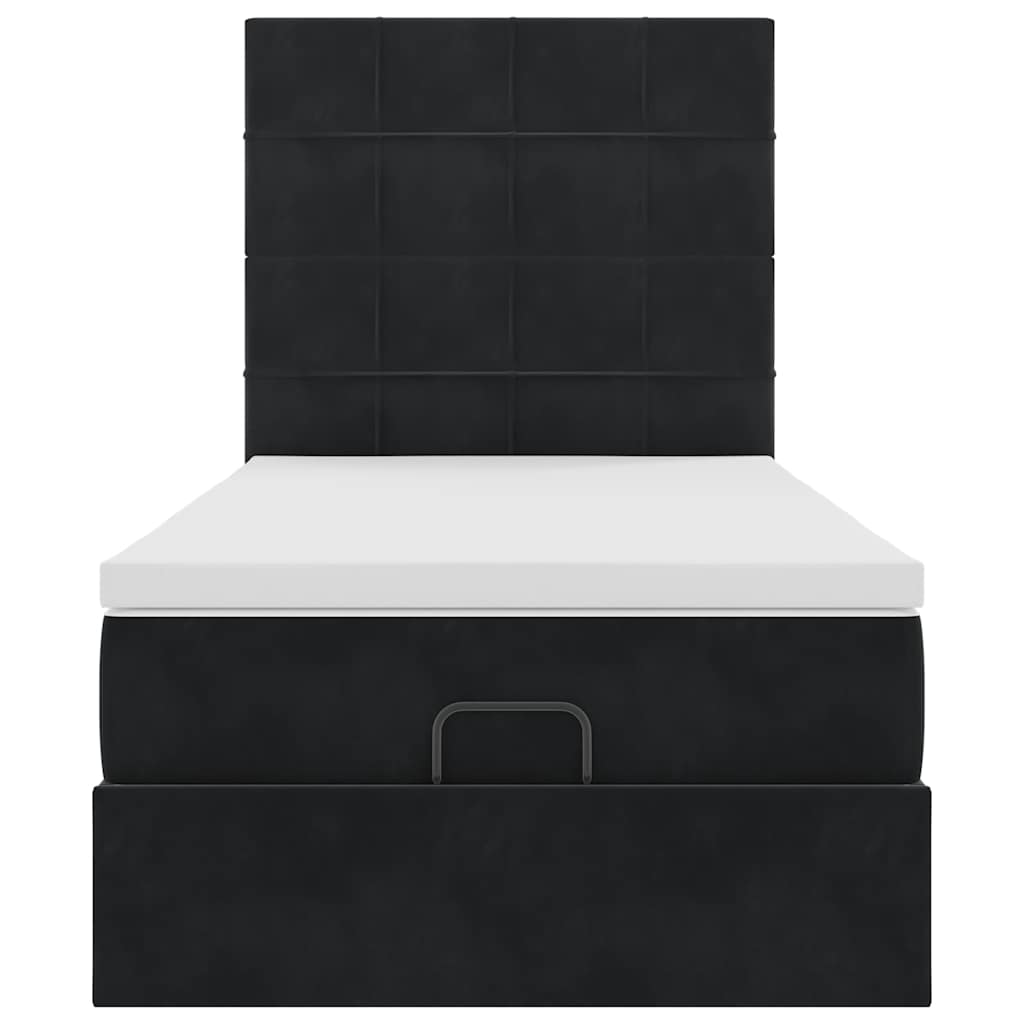 Ottoman bed met matrassen 100x200cm fluweel zwart