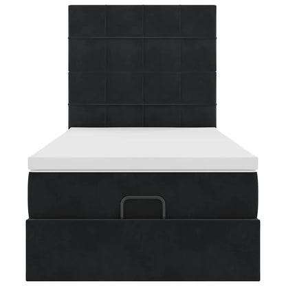 Ottoman bed met matrassen 100x200cm fluweel zwart