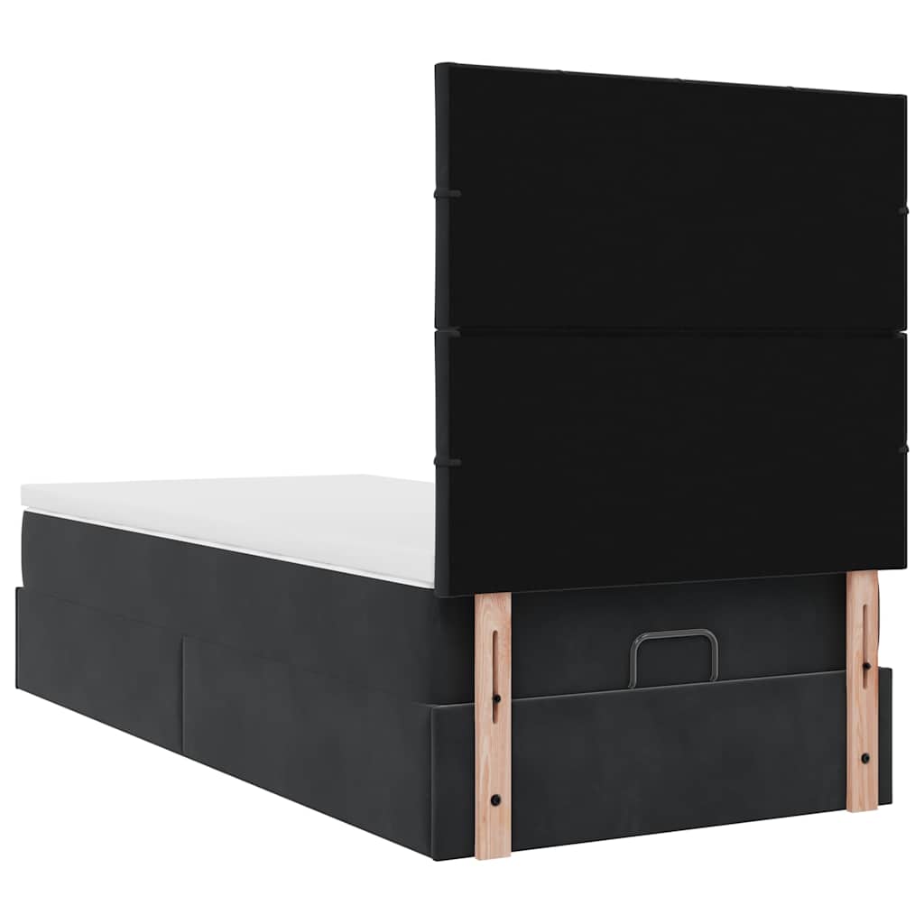 Ottoman bed met matrassen 100x200cm fluweel zwart