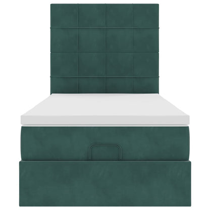 Ottoman bed met matrassen 100x200cm fluweel donkergroen