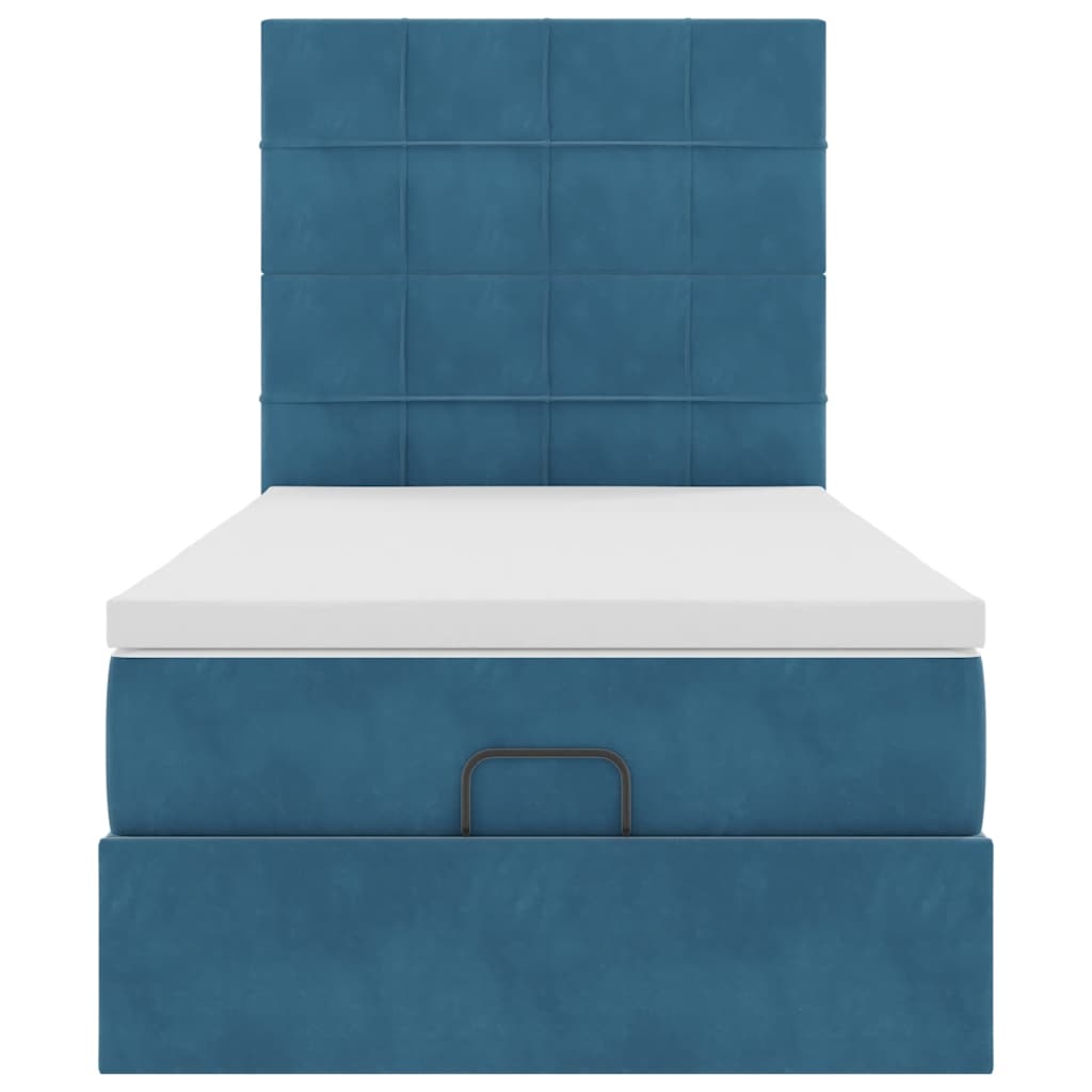 Ottoman bed met matrassen 100x200cm fluweel donkerblauw