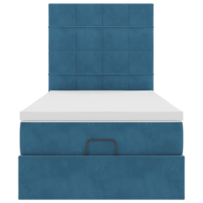 Ottoman bed met matrassen 100x200cm fluweel donkerblauw