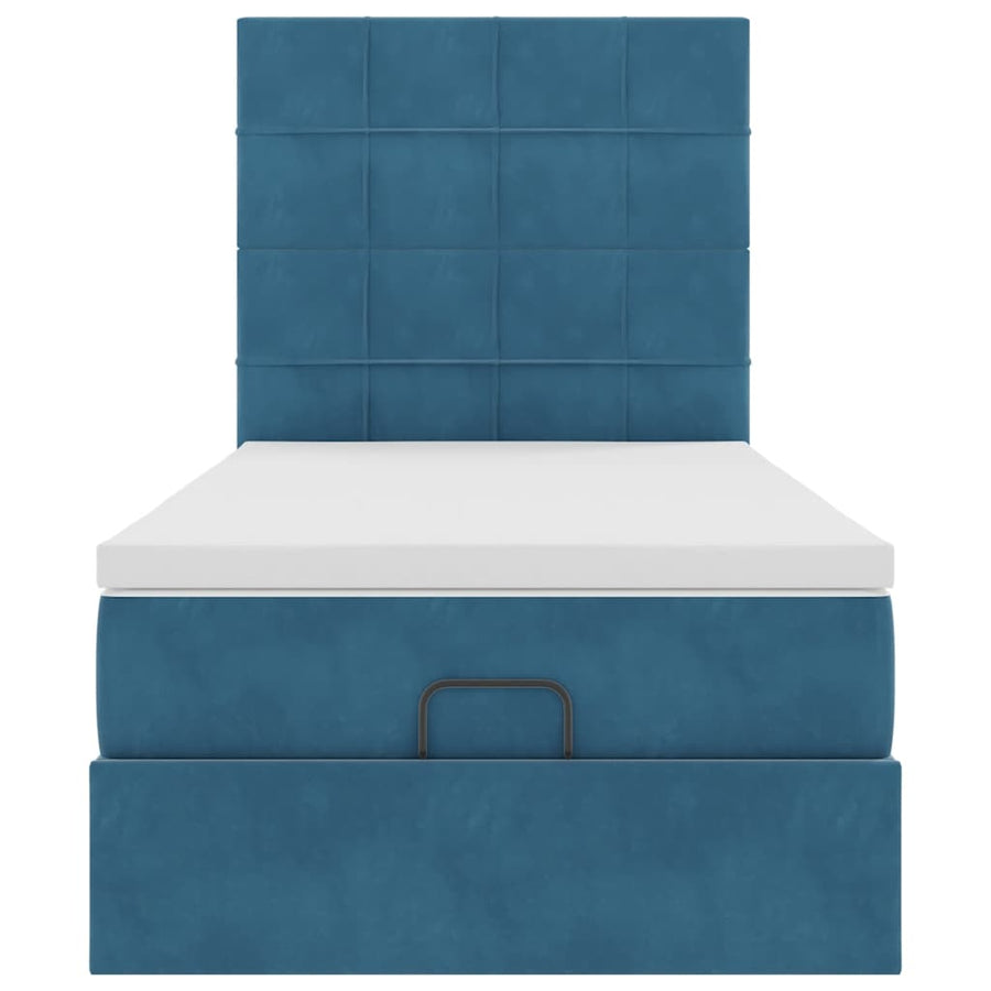 Ottoman bed met matrassen 100x200cm fluweel donkerblauw