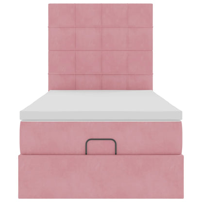 Ottoman bed met matrassen 100x200cm fluweel roze