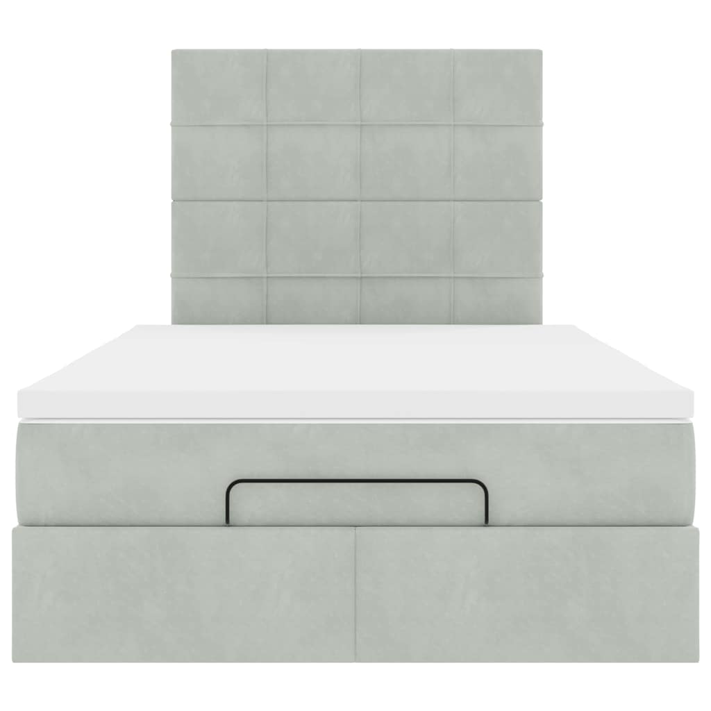Ottoman bed met matrassen 120x190cm fluweel lichtgrijs