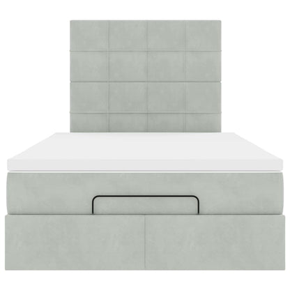 Ottoman bed met matrassen 120x190cm fluweel lichtgrijs