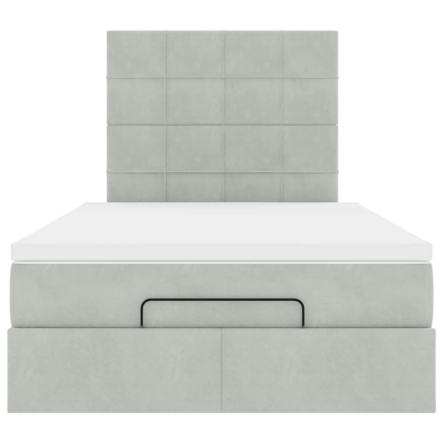 Ottoman bed met matrassen 120x190cm fluweel lichtgrijs