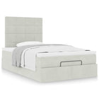 Ottoman bed with mattresses 120x190cm velvet light grey