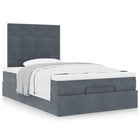 Ottoman bed with mattresses 120x190cm velvet dark grey