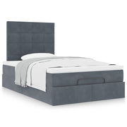 Ottoman bed with mattresses 120x190cm velvet dark grey