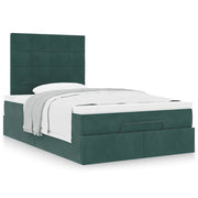 Ottoman bed with mattresses 120x190cm velvet dark green