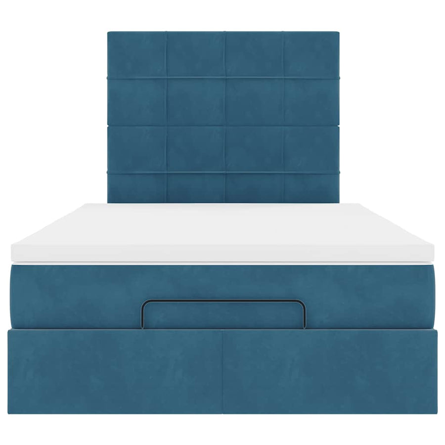 Ottoman bed met matrassen 120x190cm fluweel donkerblauw