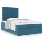 Ottoman bed 120x190 cm fluweel donkerblauw