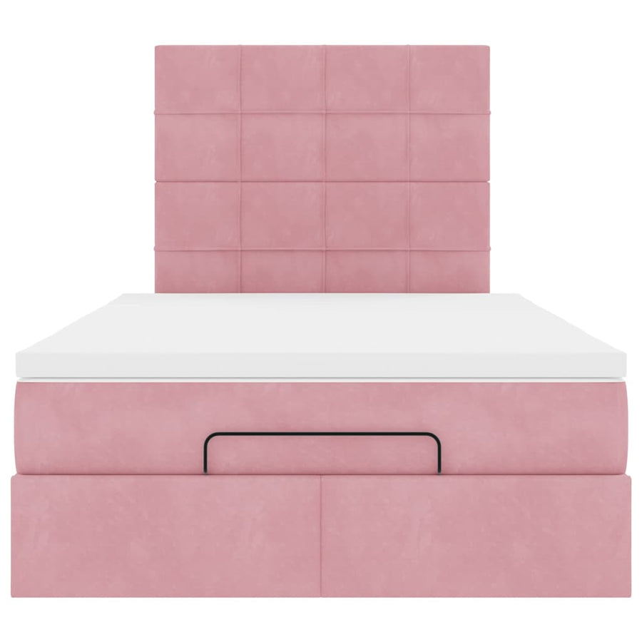 Ottoman bed met matrassen 120x190cm fluweel roze