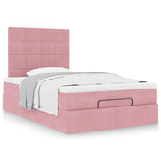 Ottoman bed with mattresses 120x190cm velvet pink