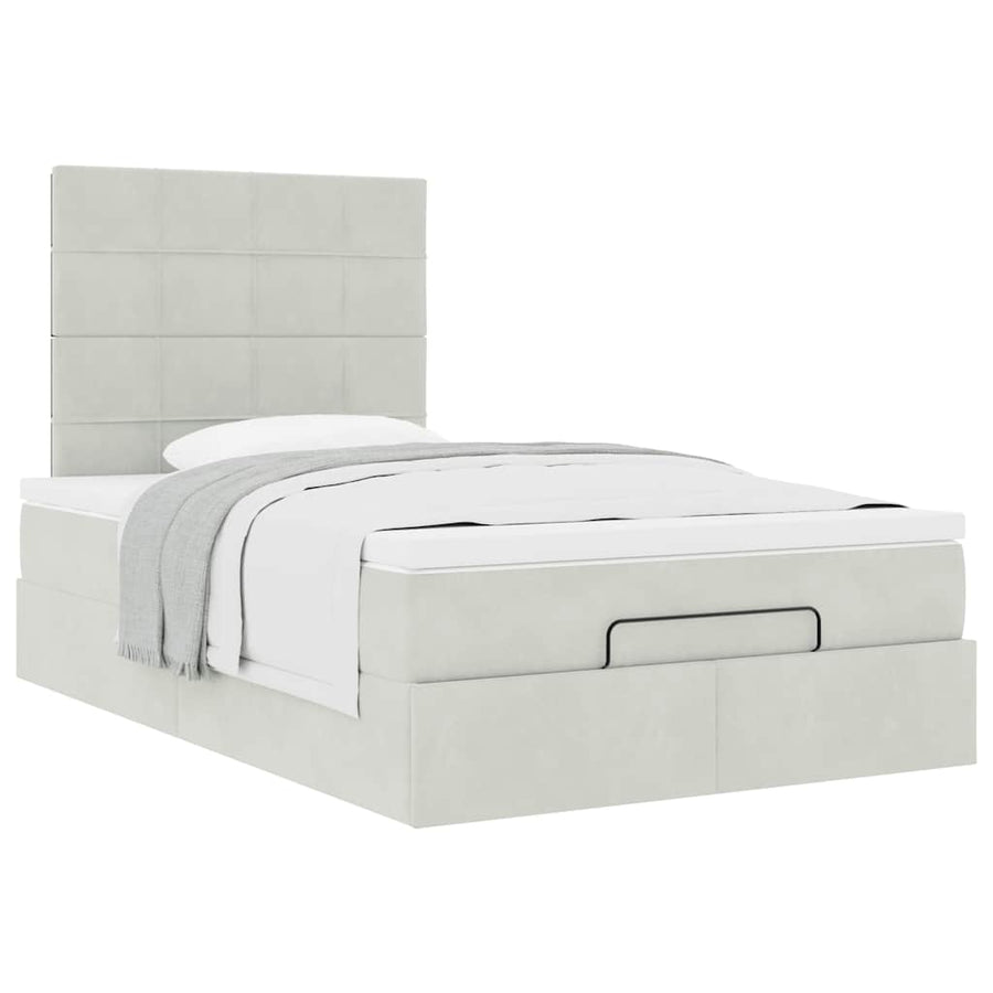 Ottoman bed met matrassen 120x200cm fluweel lichtgrijs