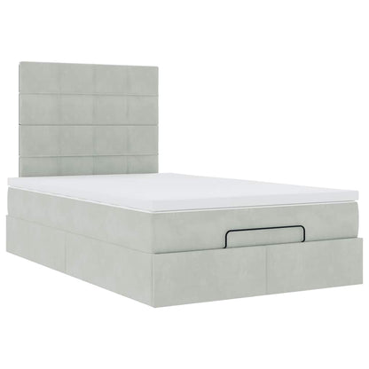 Ottoman bed met matrassen 120x200cm fluweel lichtgrijs