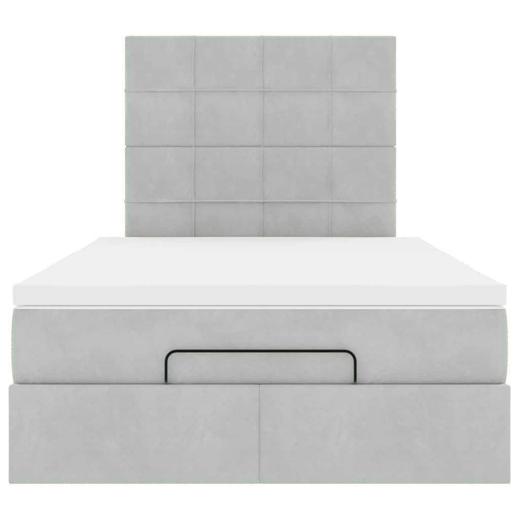 Ottoman bed met matrassen 120x200cm fluweel lichtgrijs