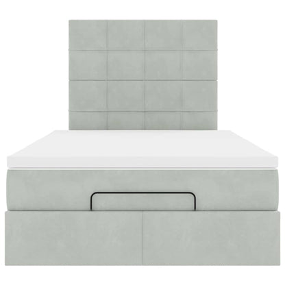 Ottoman bed met matrassen 120x200cm fluweel lichtgrijs