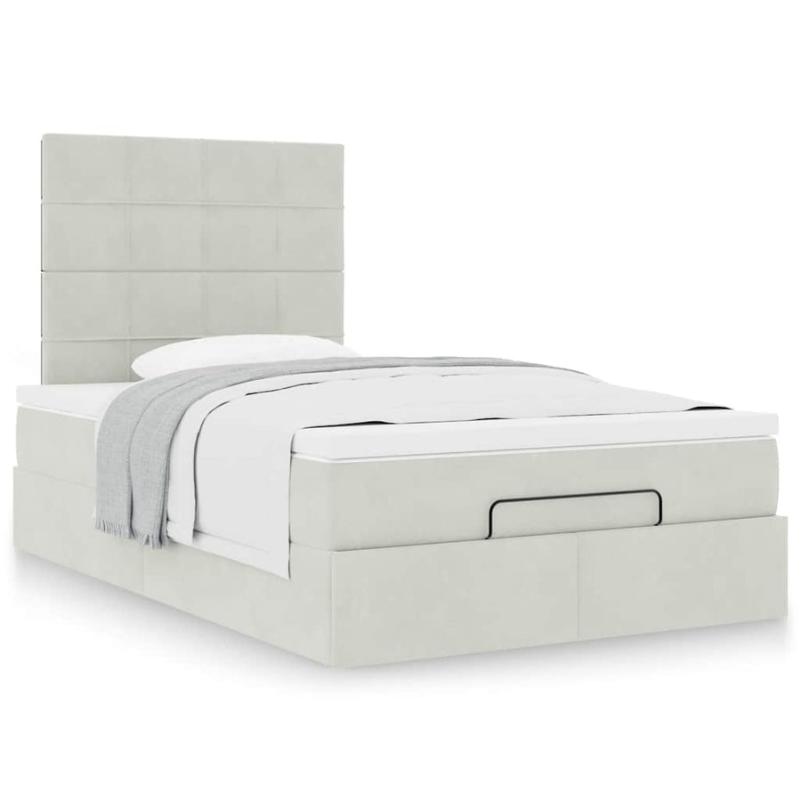 Ottoman bed met matrassen 120x200cm fluweel lichtgrijs