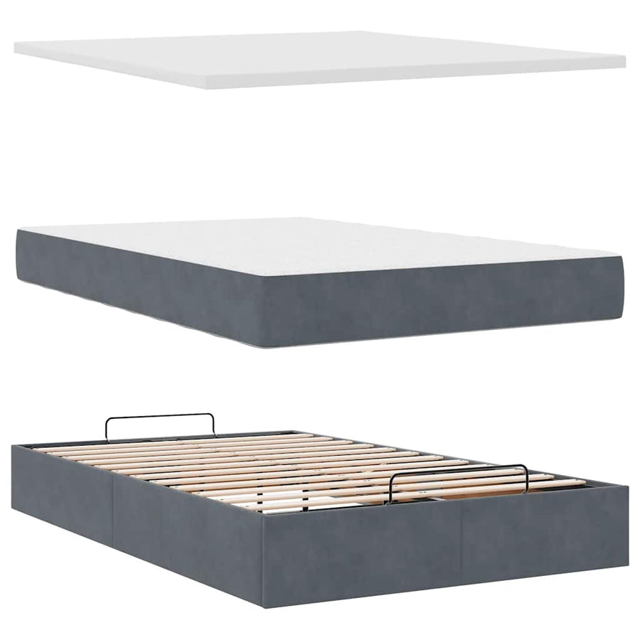 Ottoman bed met matrassen 120x200cm fluweel donkergrijs