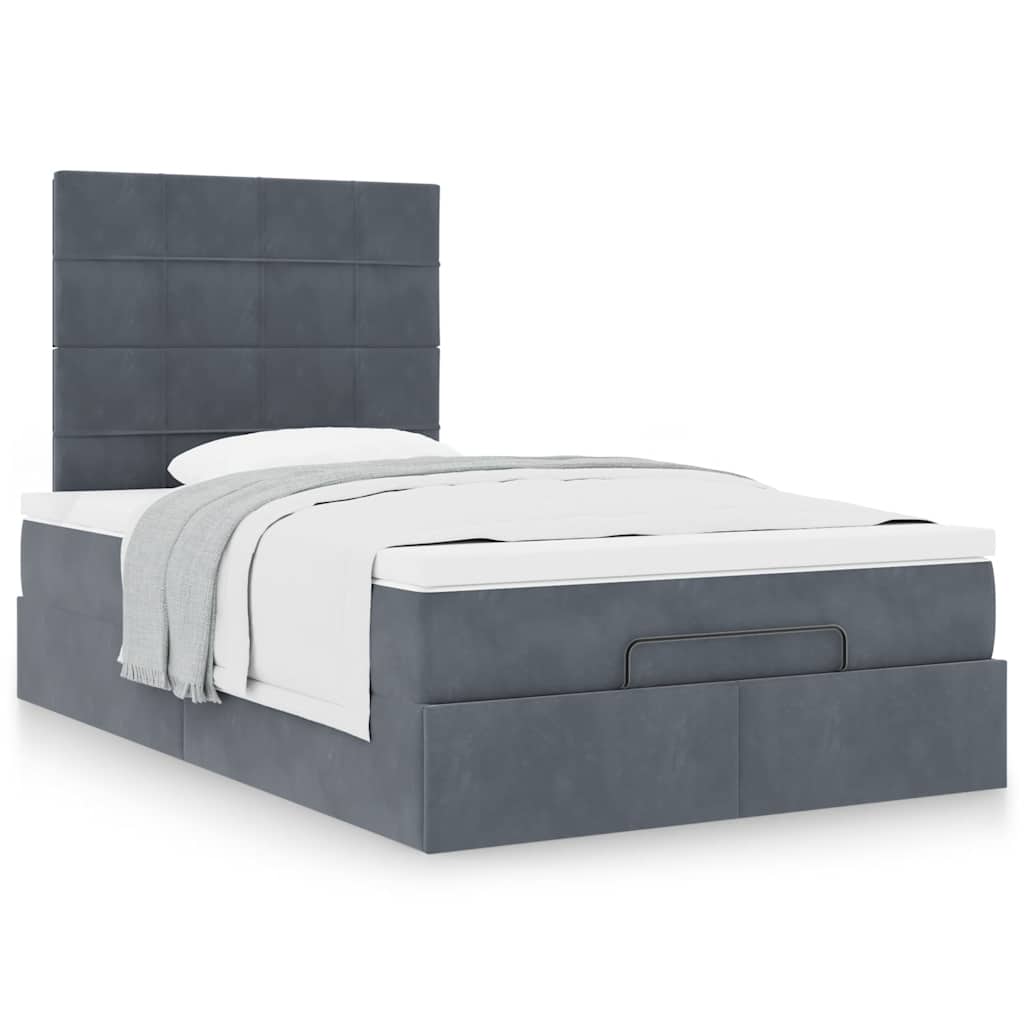 Ottoman bed met matrassen 120x200cm fluweel donkergrijs