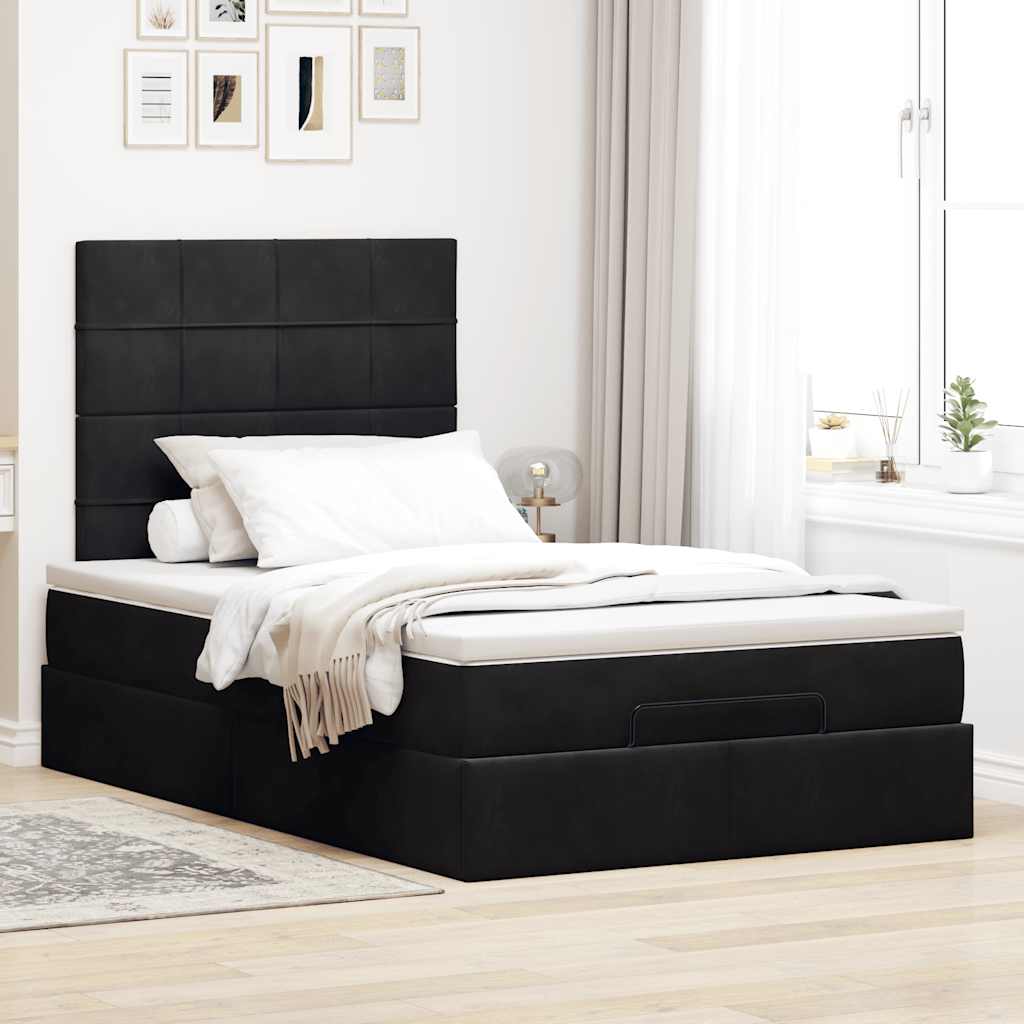 Ottoman bed met matrassen 120x200cm fluweel zwart