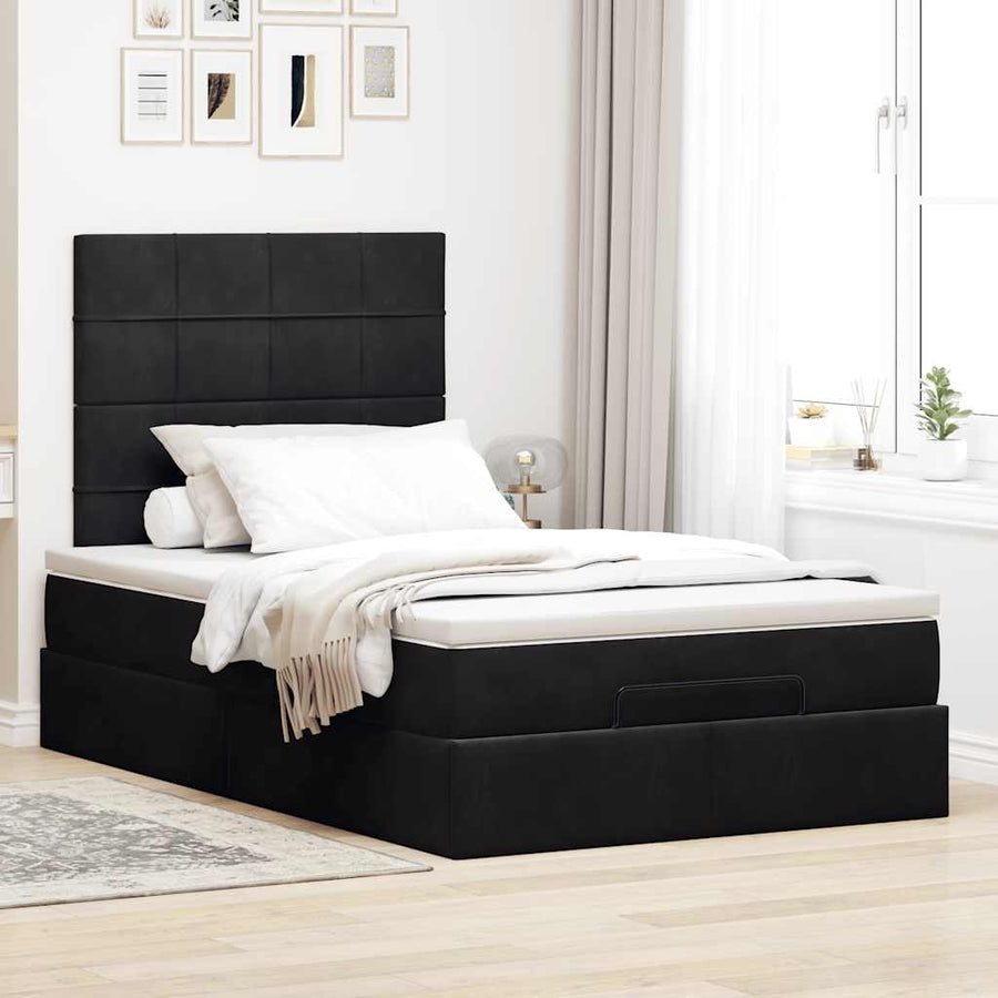 Ottoman bed met matrassen 120x200cm fluweel zwart