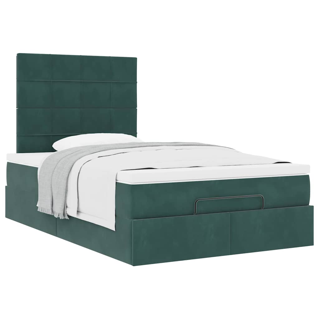 Ottoman bed met matrassen 120x200cm fluweel donkergroen