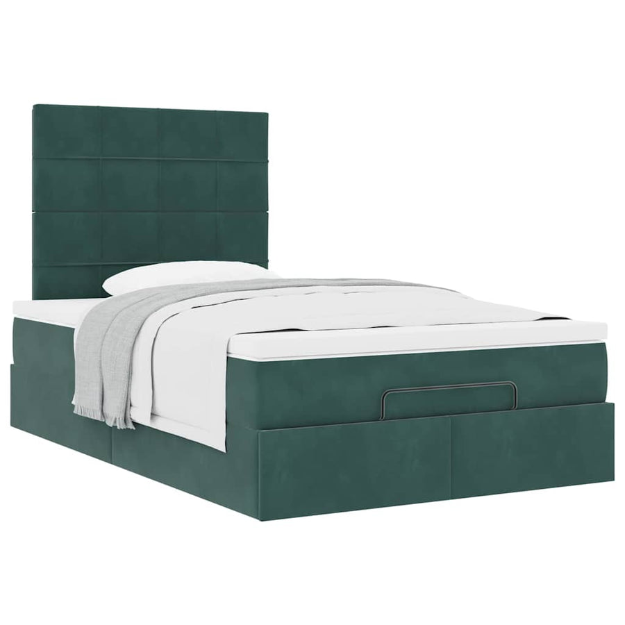 Ottoman bed met matrassen 120x200cm fluweel donkergroen