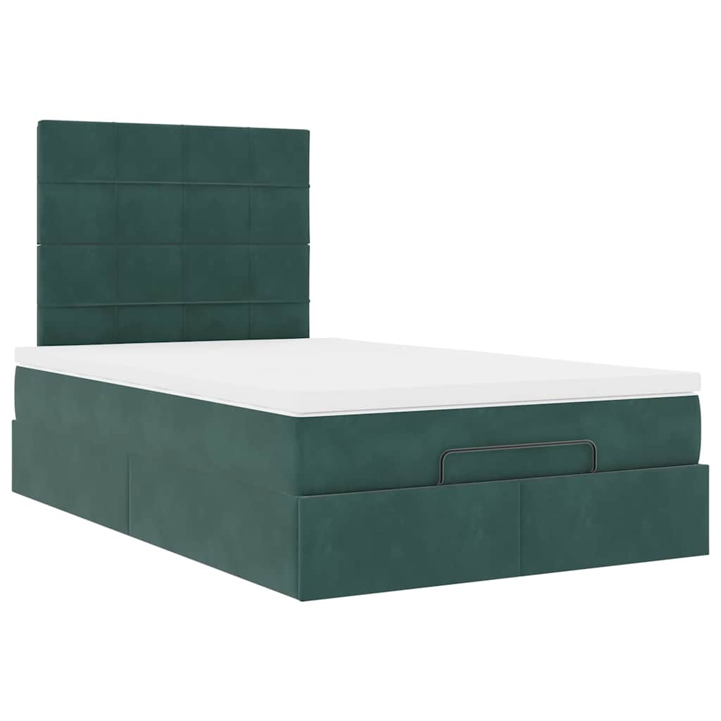 Ottoman bed met matrassen 120x200cm fluweel donkergroen