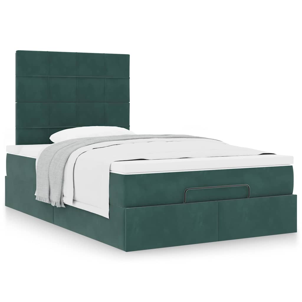Ottoman bed met matrassen 120x200cm fluweel donkergroen